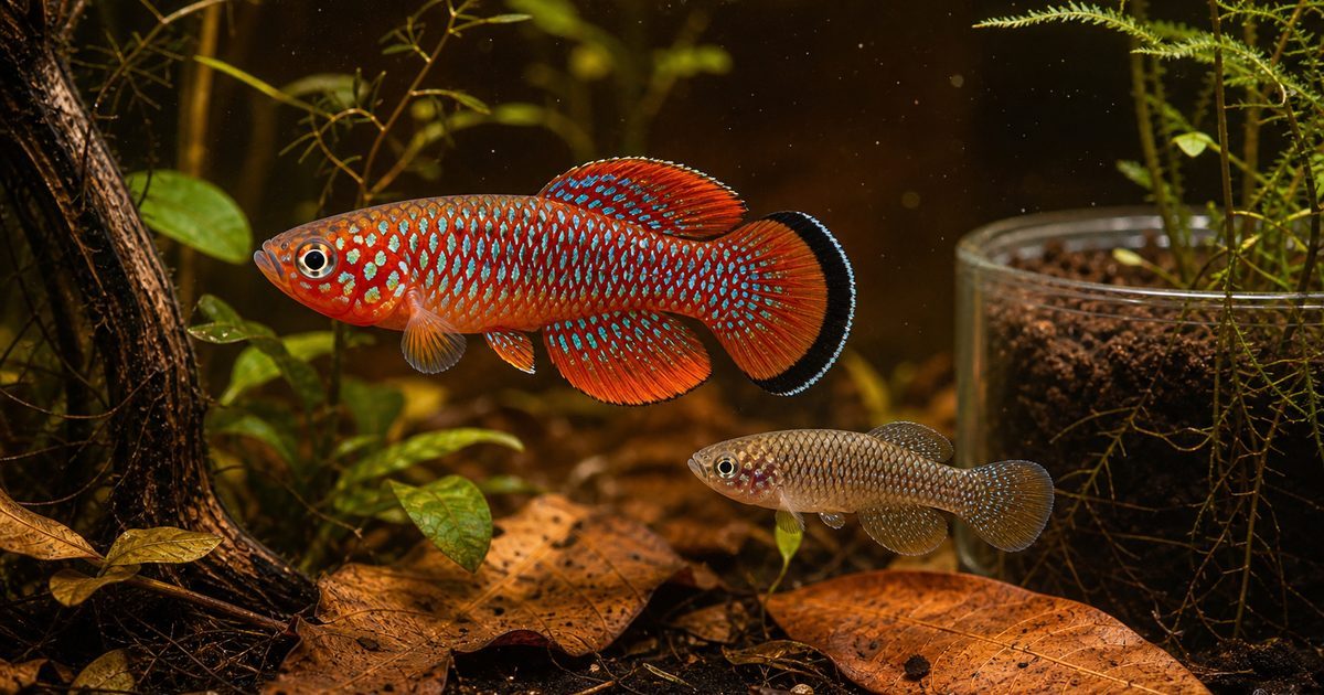 ノソブランキウス・ラコビー飼育完全ガイド｜乾季を卵で乗り越える年魚の神秘の要点を伝える淡水魚記事アイキャッチ画像