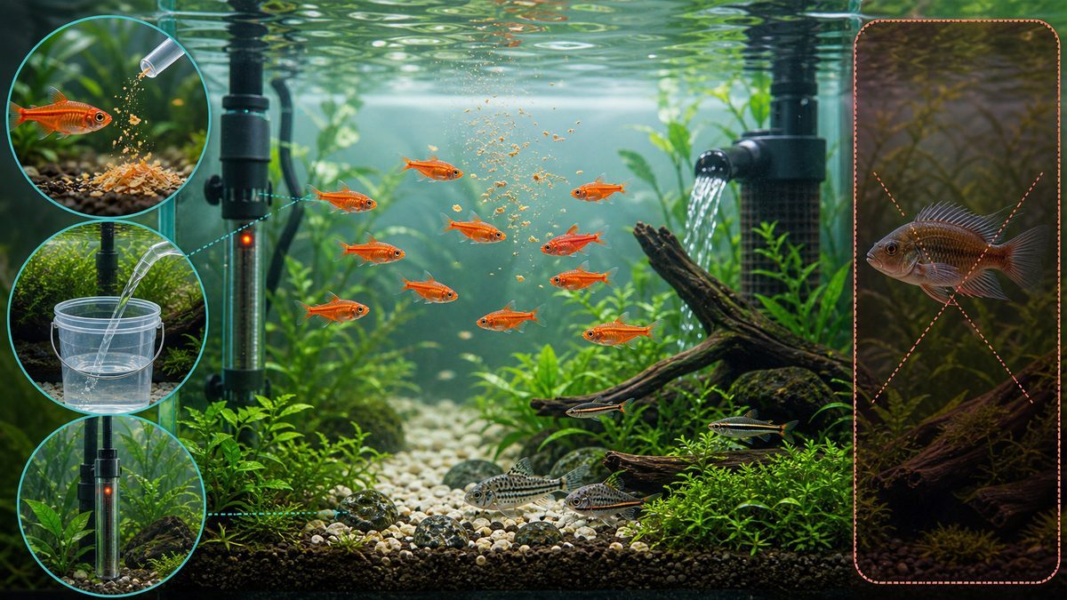 2,レッドテトラを飼育する時に注意すべきポイントについての要点をまとめた淡水魚飼育インフォグラフィック