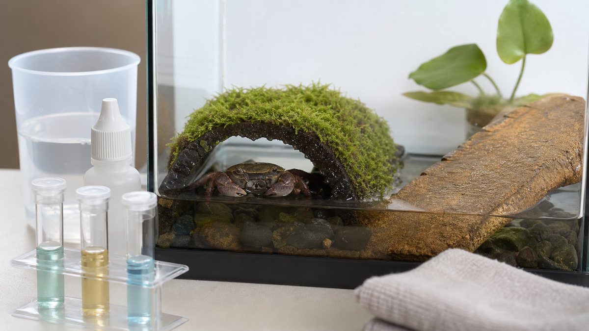 サワガニの病気やケガに備えた隔離水槽を示す画像