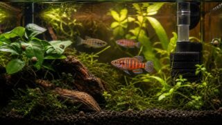 水草水槽で鮮やかに泳ぐスカーレットジェムの飼育ガイド用アイキャッチ