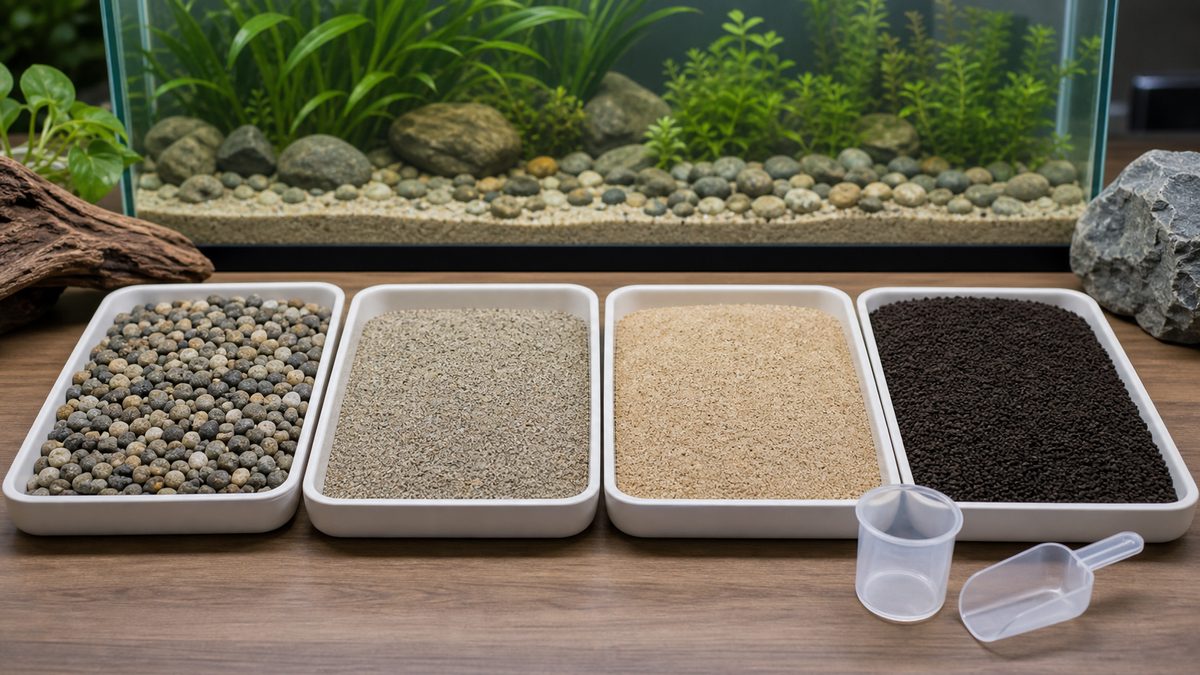 底砂の種類別コストパフォーマンス比較の要点をまとめた淡水魚飼育インフォグラフィック