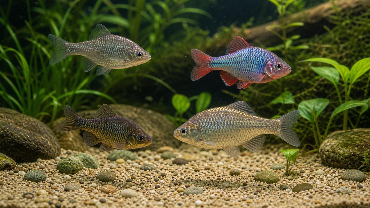 タナゴの種類と見分け方の要点をまとめた淡水魚飼育インフォグラフィック