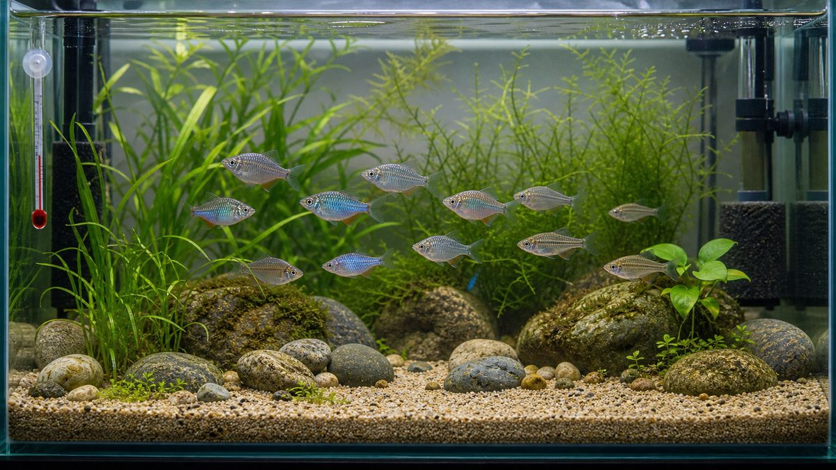 タナゴの簡単な飼い方の要点をまとめた淡水魚飼育インフォグラフィック