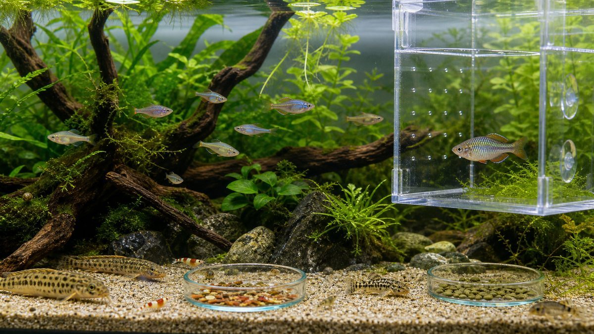 混泳トラブルの原因と対処法の要点をまとめた淡水魚飼育インフォグラフィック
