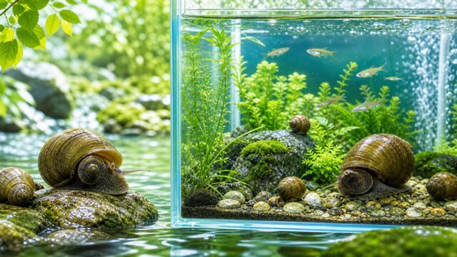 タニシの飼育完全ガイド｜水質浄化・コケ取り・繁殖・種類を徹底解説の要点を伝える淡水魚記事アイキャッチ画像