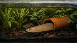 タウナギの飼育環境と隠れ家を示すアイキャッチ画像