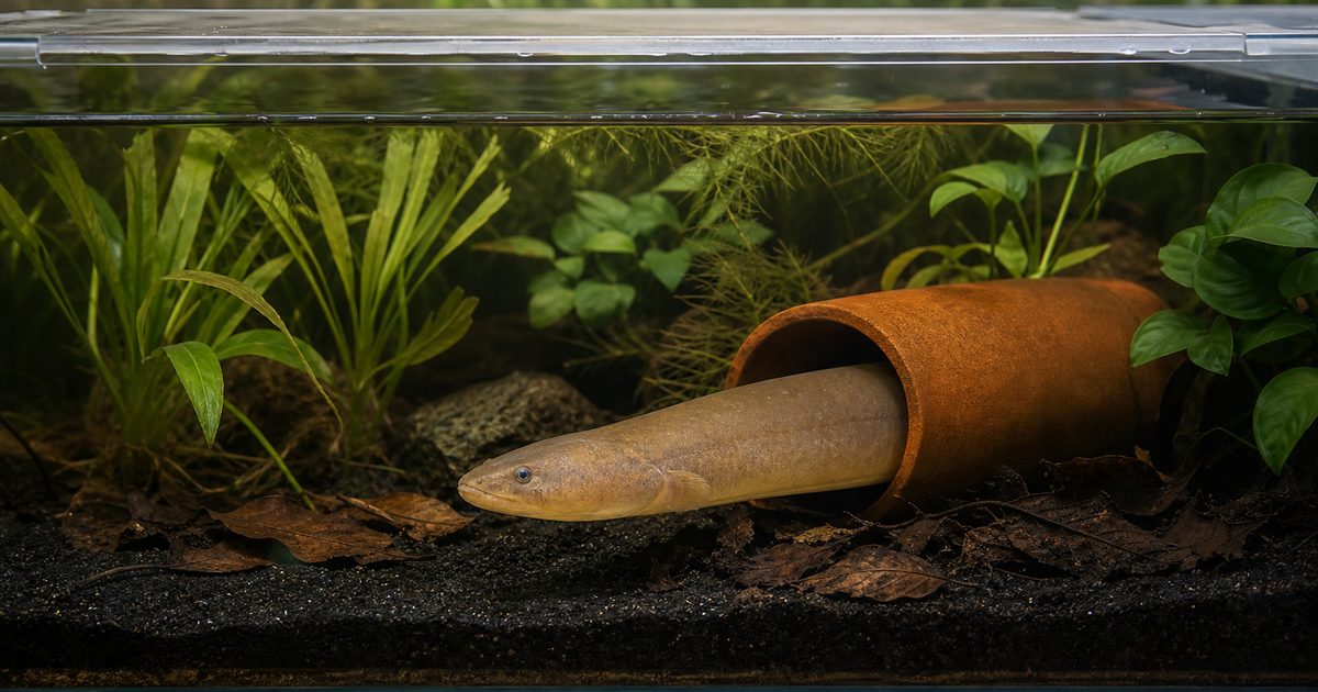 タウナギの飼育環境と隠れ家を示すアイキャッチ画像