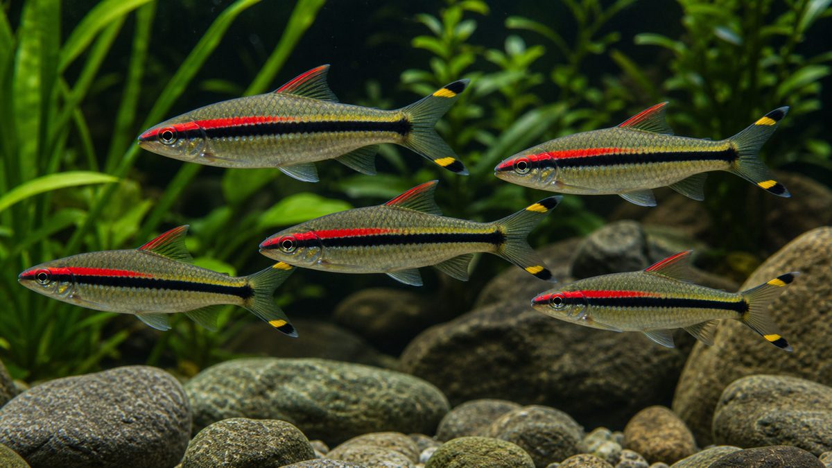 見た目の美しさ｜赤ラインと黒ラインが織りなす芸術の要点をまとめた淡水魚飼育インフォグラフィック