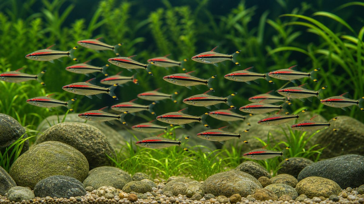 群泳の魅力｜本種最大の見どころの要点をまとめた淡水魚飼育インフォグラフィック