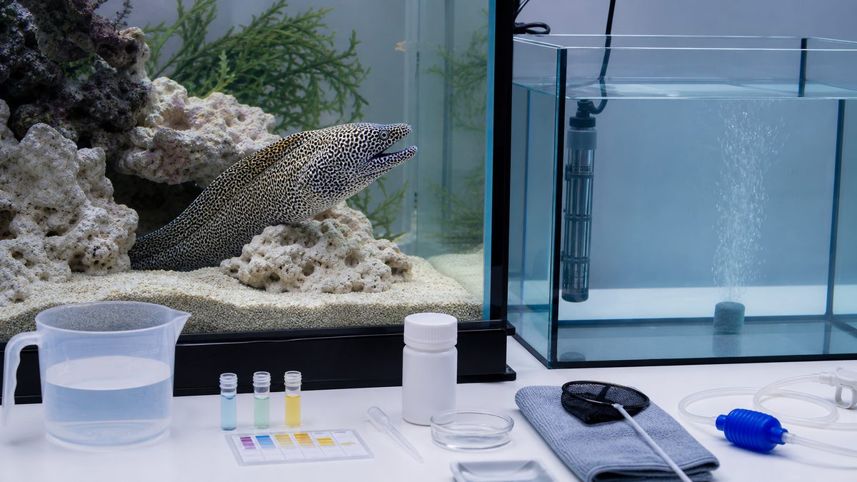 淡水ウツボの病気予防と隔離水槽を示す画像