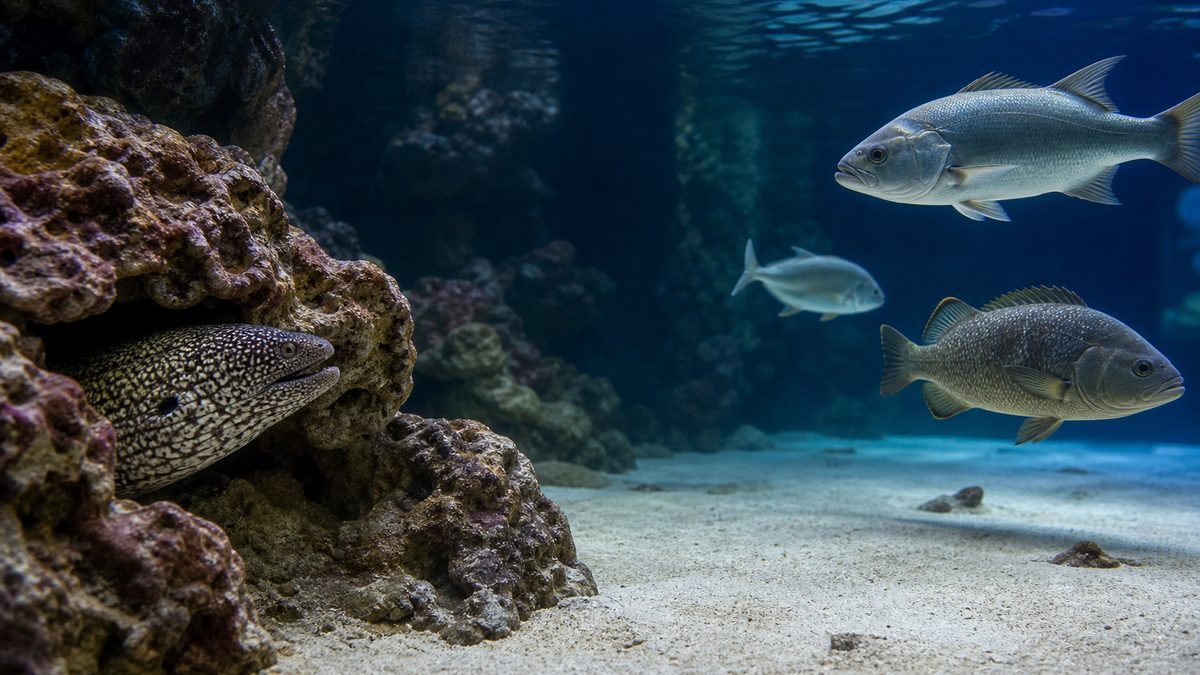淡水ウツボの混泳可否を考えるための水槽イメージ
