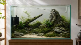 和風水槽レイアウト完全ガイドのアイキャッチ、石と苔と余白で作る侘び寂びの水景