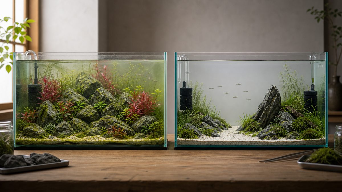 和風水槽レイアウト完全ガイド｜侘び寂びの水景を作る｜日淡といっしょ