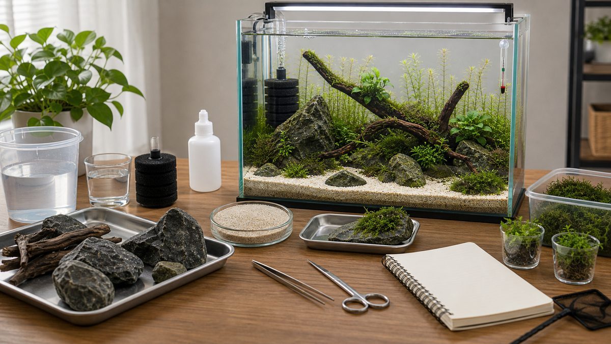 和風水槽レイアウト完全ガイド｜侘び寂びの水景を作る｜日淡といっしょ