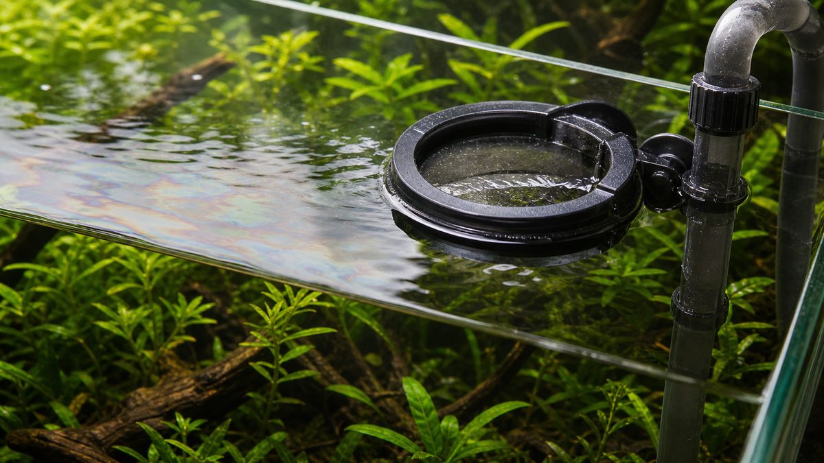 水面の油膜を吸い込む淡水水槽用サーフェススキマー