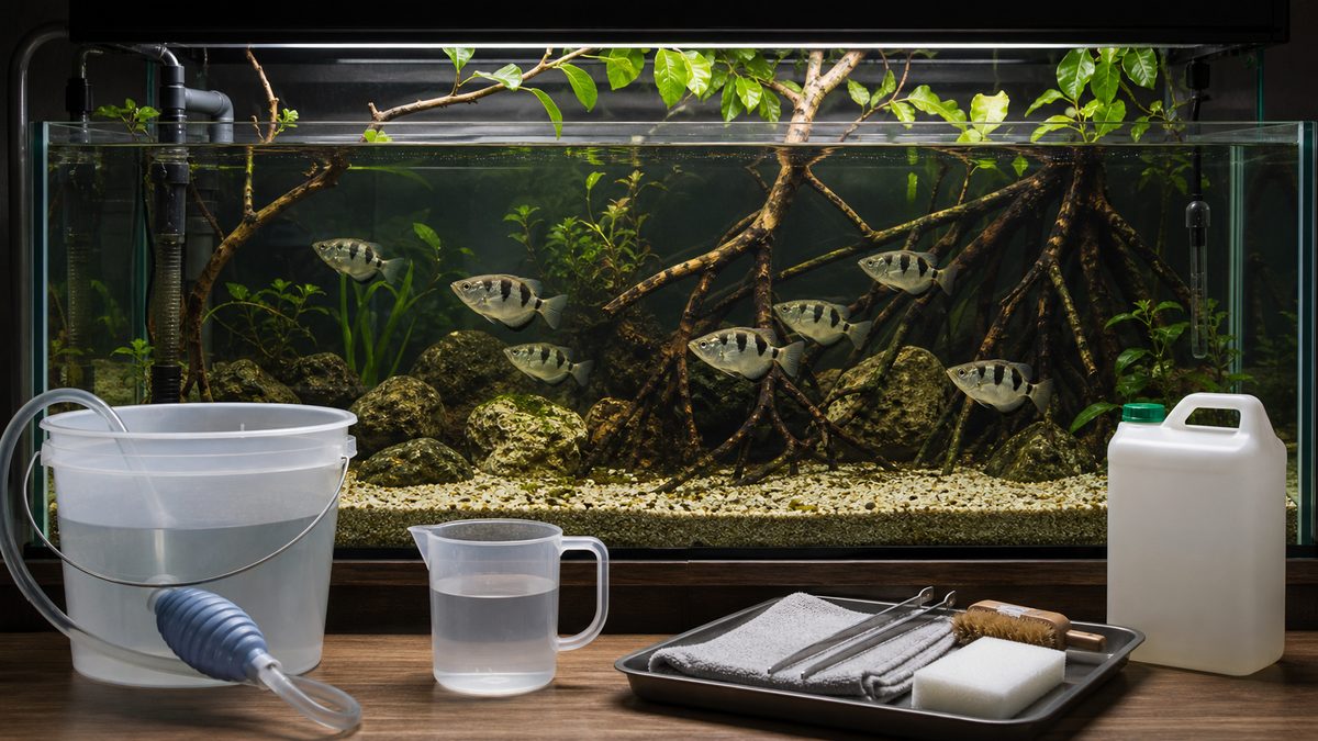 長期飼育を想定した安定したアーチャーフィッシュ水槽と水換え用品
