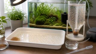 ブラインシュリンプの卵から孵化と稚魚給餌までをまとめた飼育イメージ
