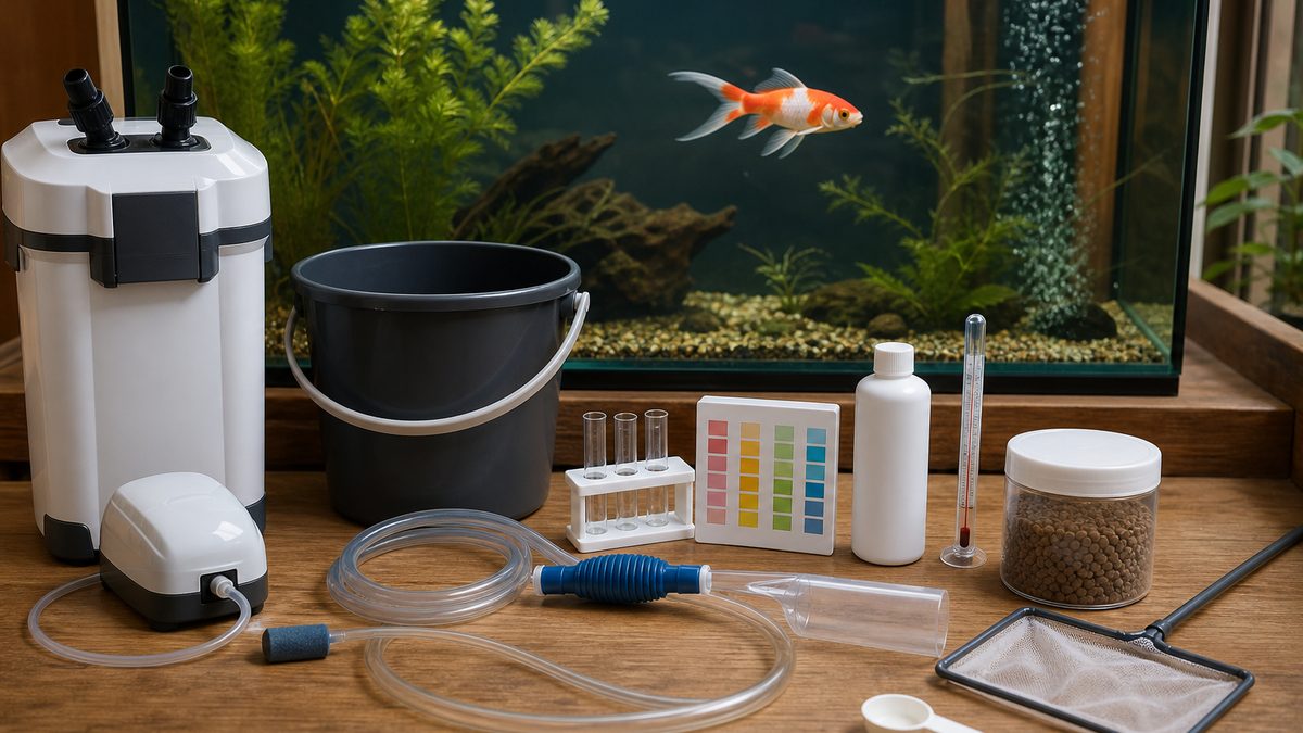 コメット金魚の飼育に使うろ過器、エアポンプ、水換え用品、水質確認用品