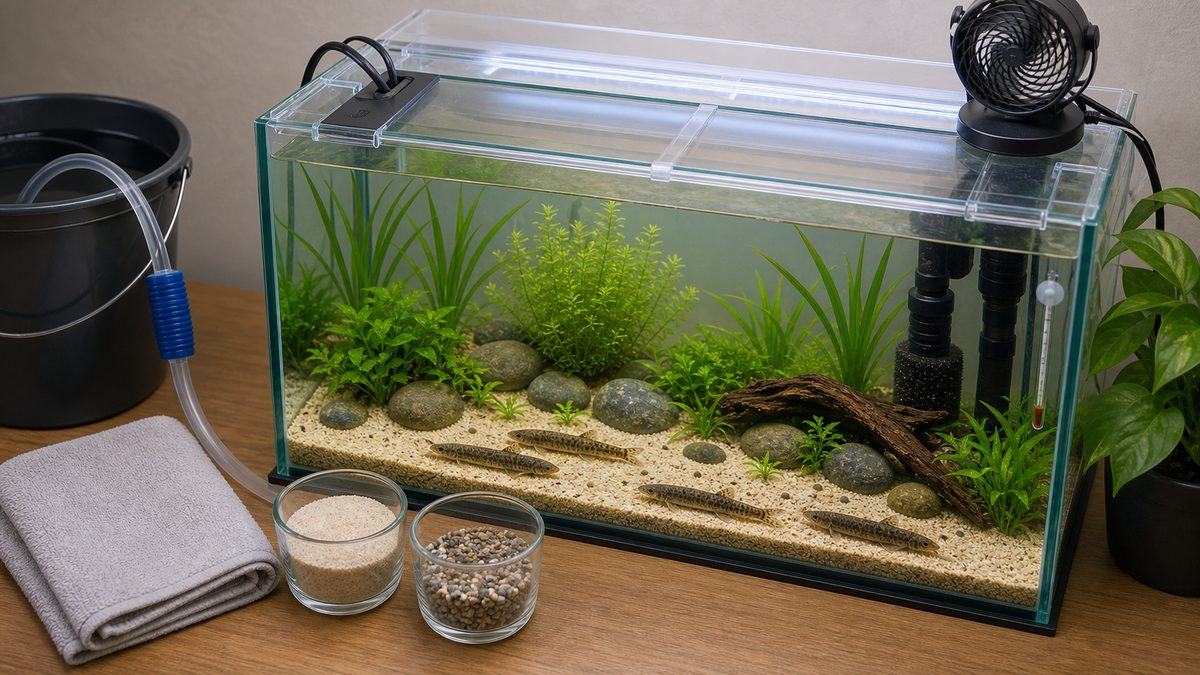 フタの隙間対策と吸水口スポンジでドジョウの事故予防を示す画像
