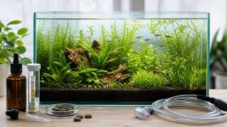 水草肥料と液肥管理の全体像を示す水草水槽と管理用品
