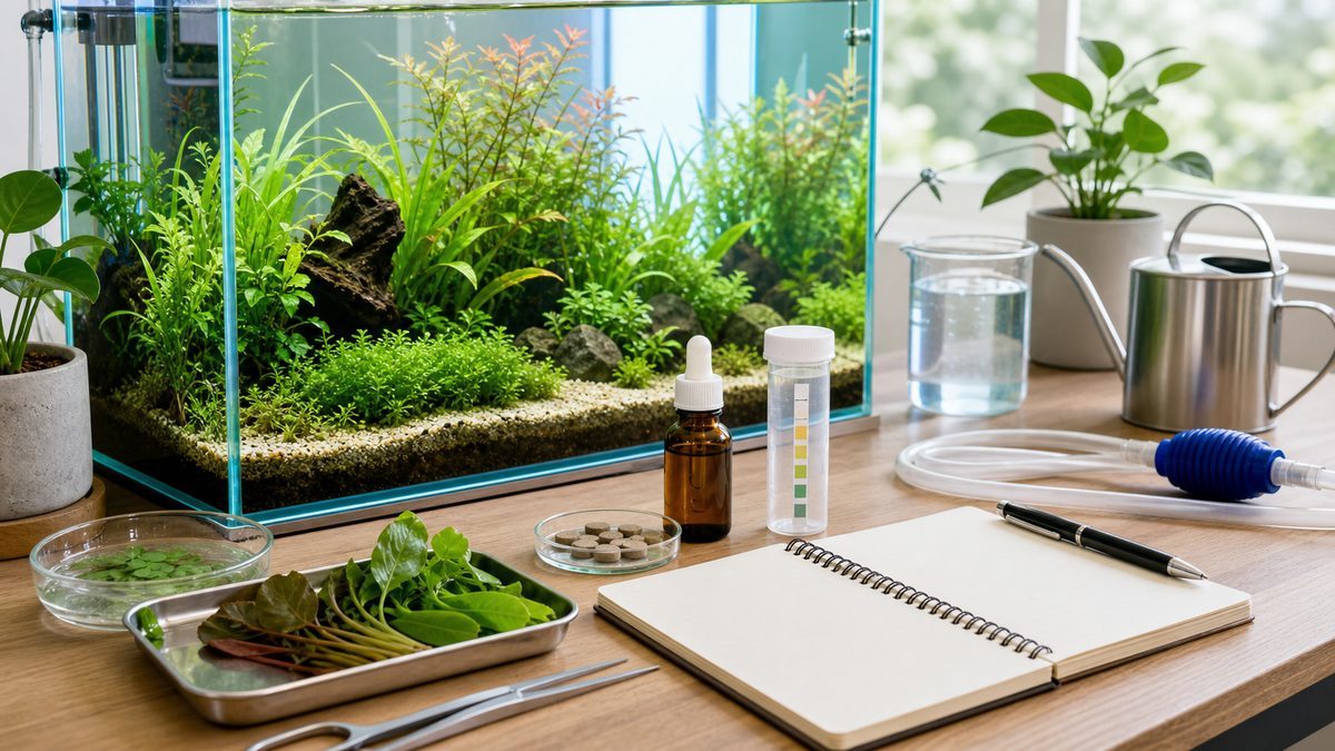 水草肥料管理で学ぶ内容を整理した水草水槽とメンテナンス用品
