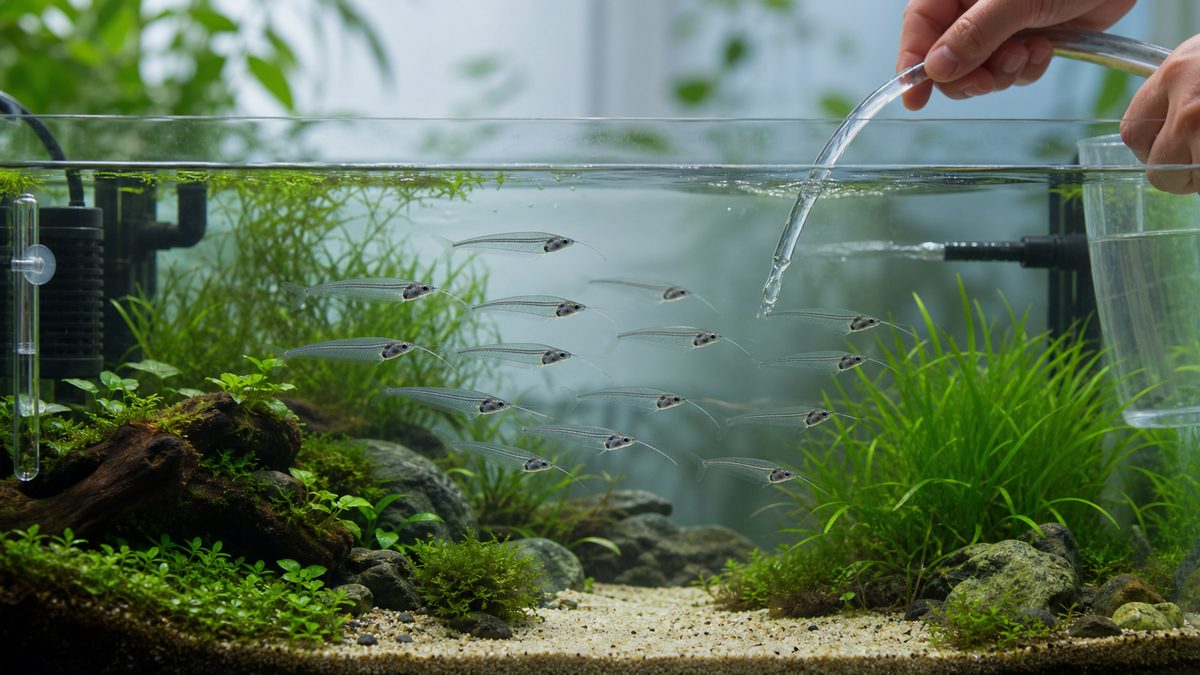 水質・水温の管理(早見表つき)の要点を視覚的に整理した淡水魚飼育記事用画像