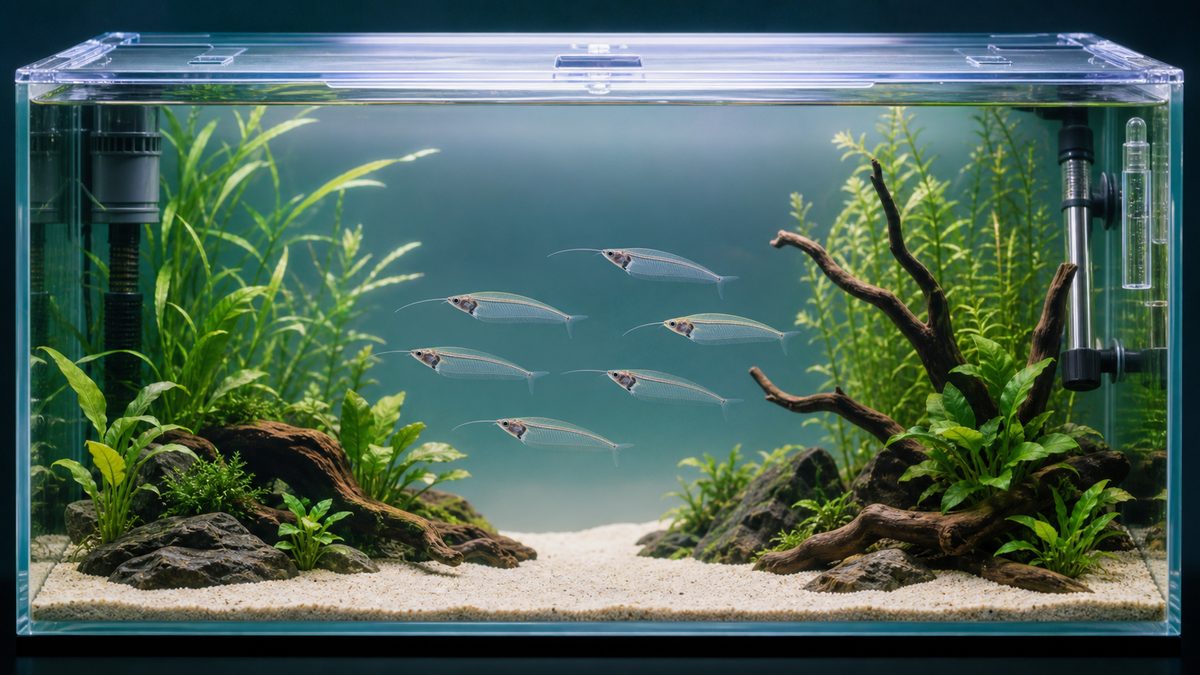 水槽セットアップと必要な機材の要点を視覚的に整理した淡水魚飼育記事用画像