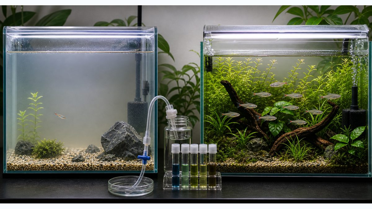 よくある失敗と対策の要点を視覚的に整理した淡水魚飼育記事用画像