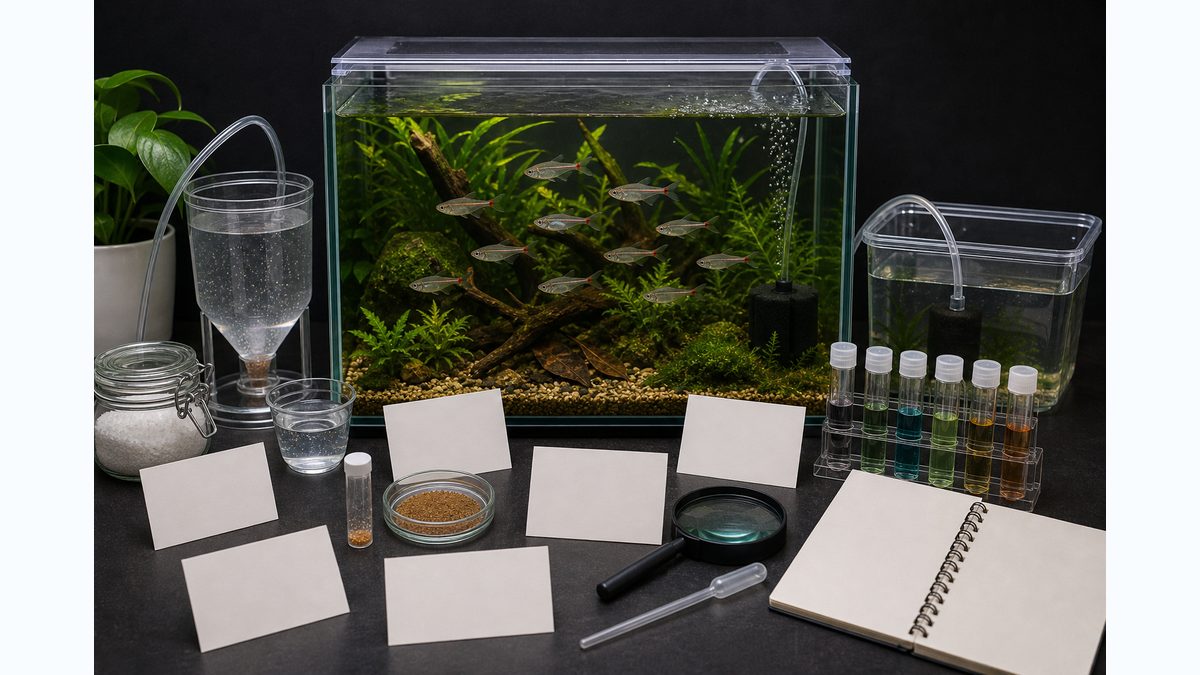 よくある質問(FAQ)の要点を視覚的に整理した淡水魚飼育記事用画像