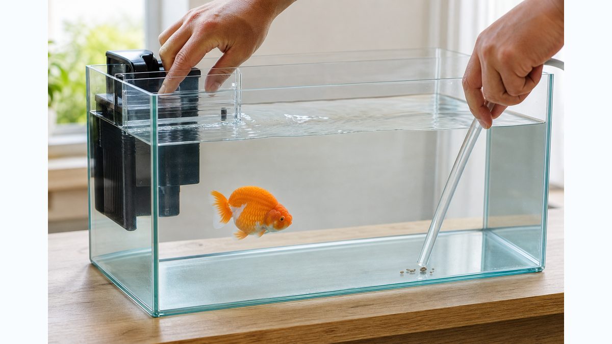 水流を弱め残餌を吸い出してらんちゅう飼育の失敗を防ぐ画像