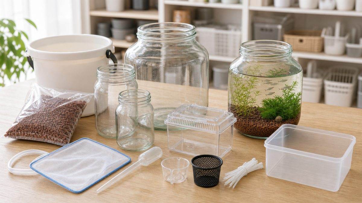 広口ガラス容器や虫かごなど100均大型店で探したいアクアリウム用品画像