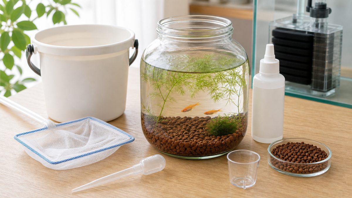 100均用品で作るメダカのボトルアクアリウム実践例画像