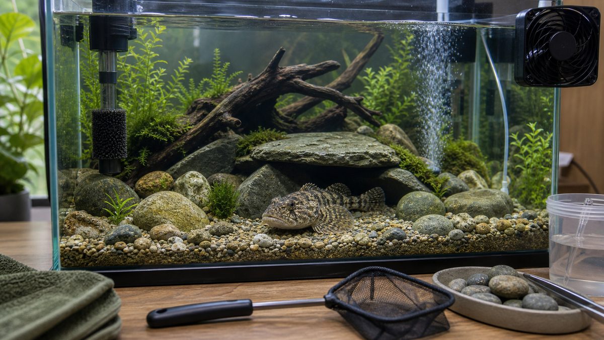 安定した冷水水槽で元気に休むカジカのまとめ画像