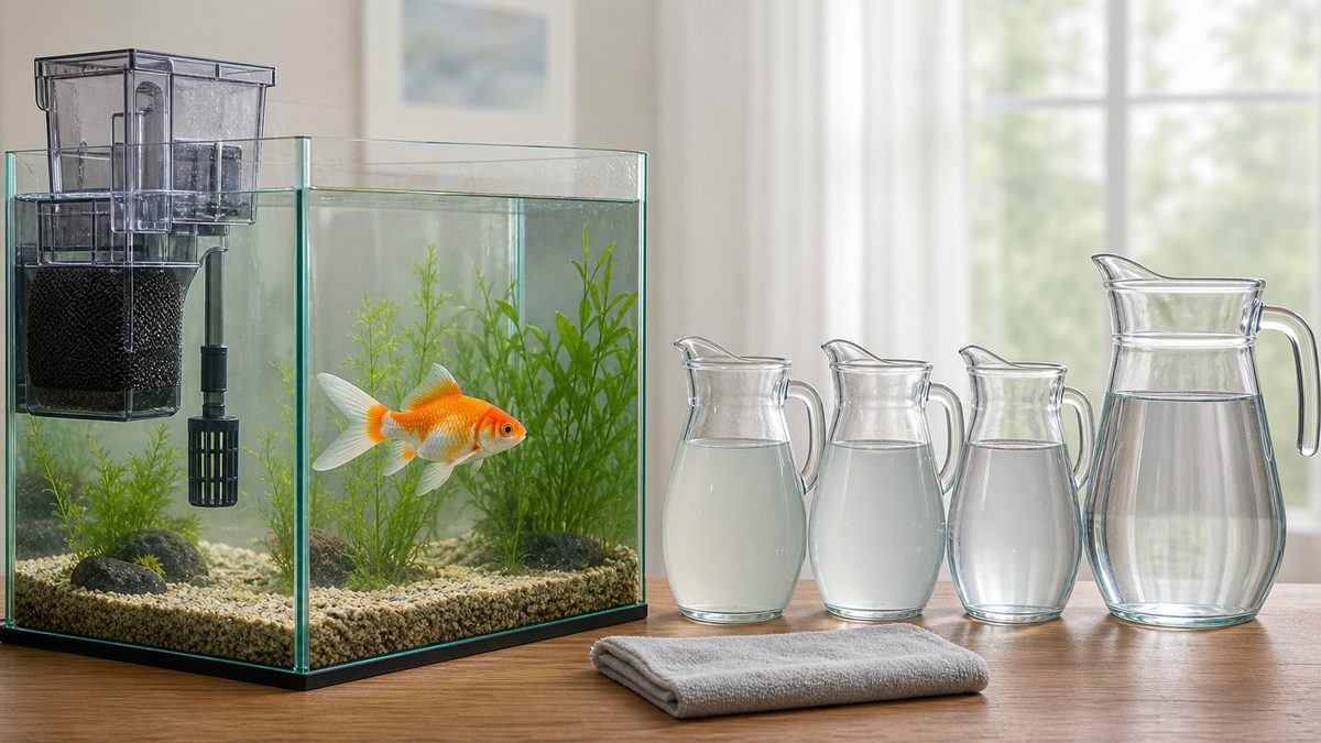 活性炭ろ材と段階的な部分水換えで治療水から薬を抜く金魚の水槽