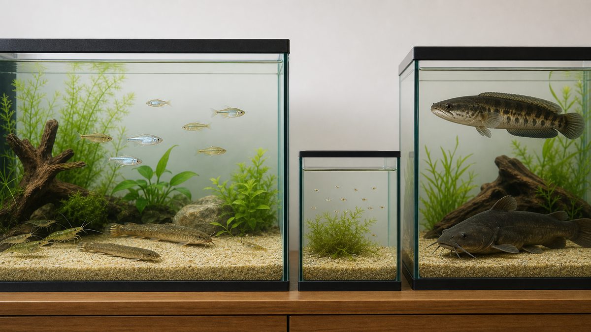 日本産小型魚と混泳するマドジョウ、隔離した稚魚水槽、別水槽の大型捕食魚