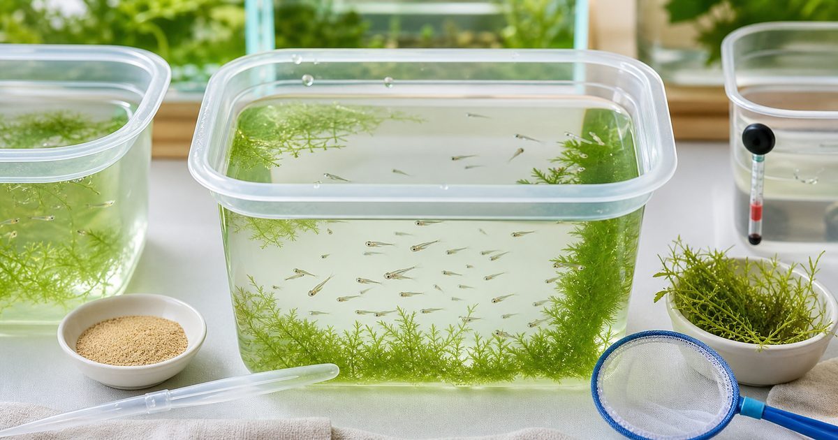 メダカの針子を容器で育てながら餌や水温、選別用品を整理したアイキャッチ画像