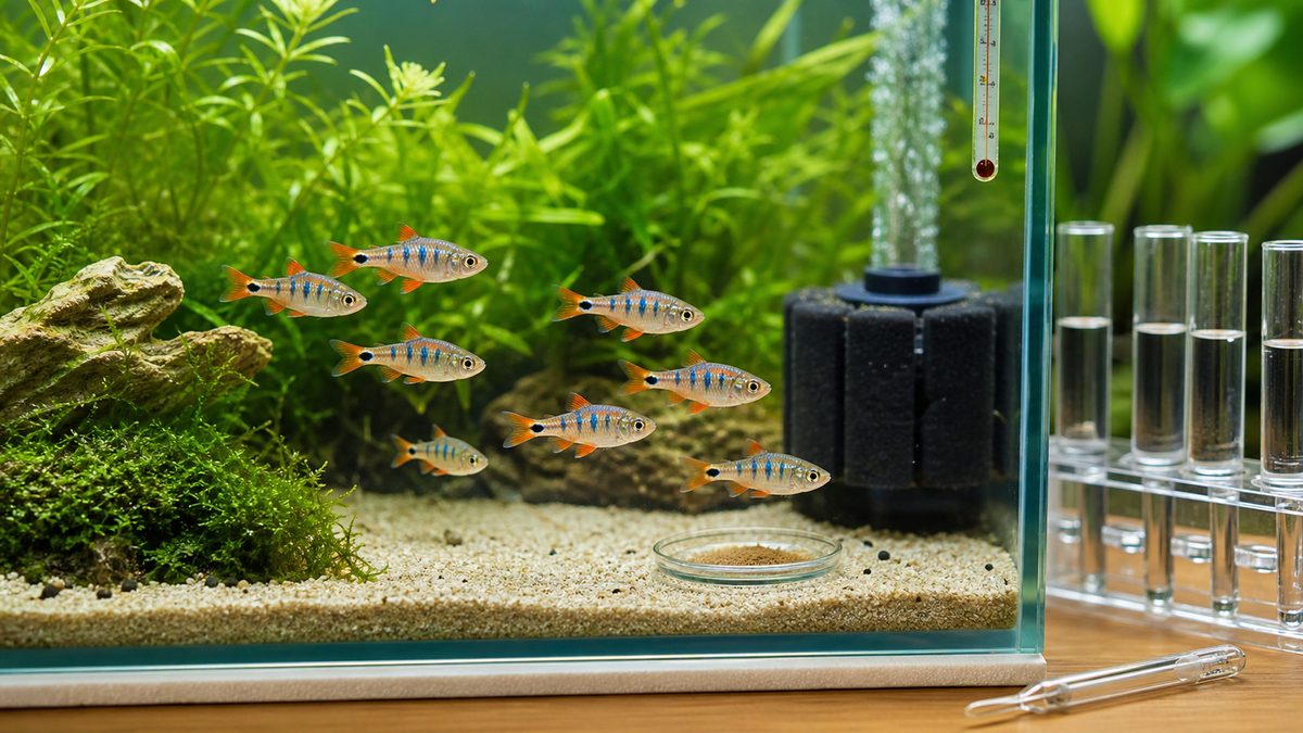 穏やかな水流と細かい餌と水質管理を整えたエリスロミクロンの飼育環境