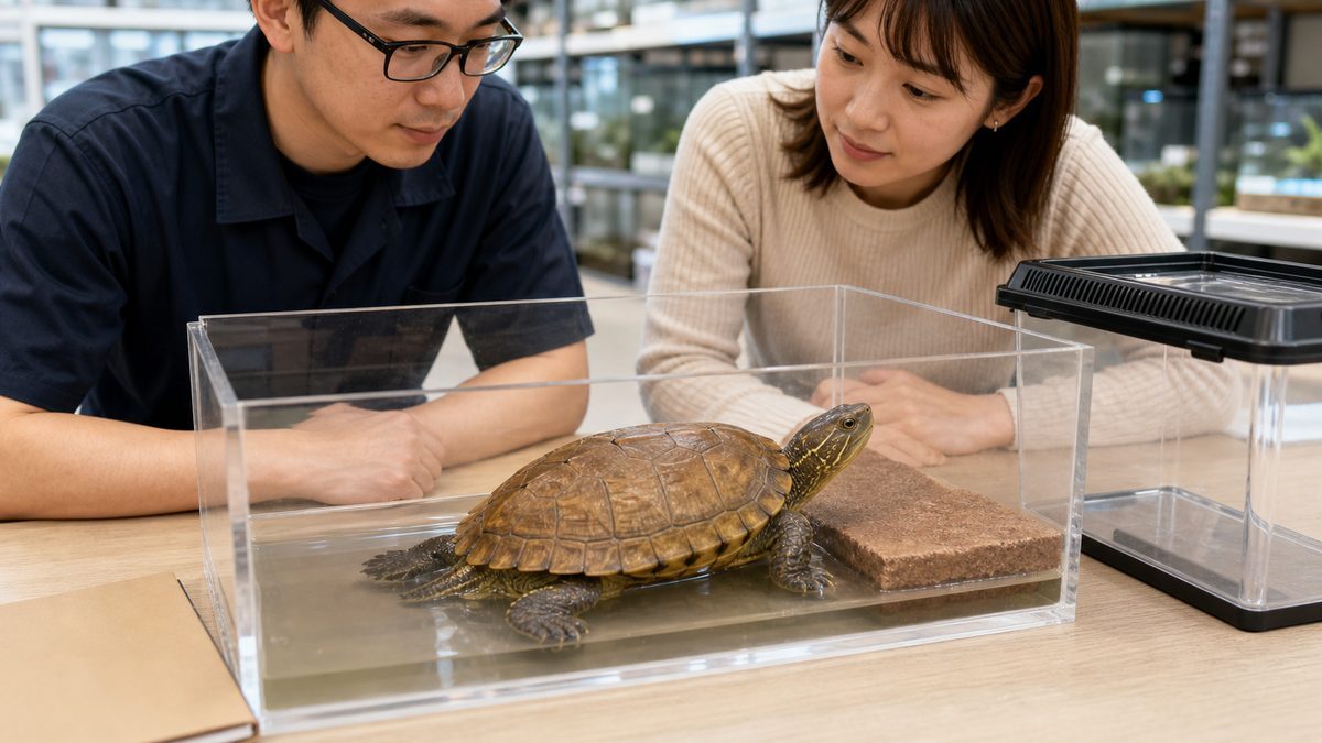 信頼できる専門店で繁殖個体の目・甲羅・動きを確認するイシガメの迎え方