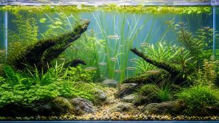 日淡水槽におすすめの丈夫な水草と自然な水景を示す水草水槽