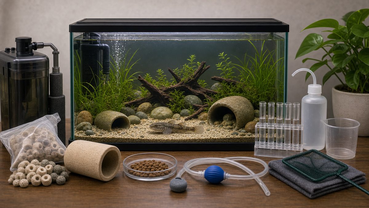 ヌマチチブ飼育に使うフィルター・エアストーン・餌・隠れ家・検査用品の画像