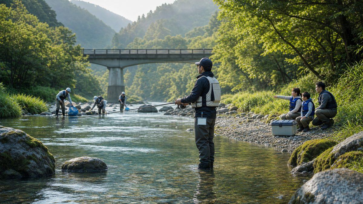 遊漁券を携帯して川釣りを楽しみ河川保全を支える釣り人