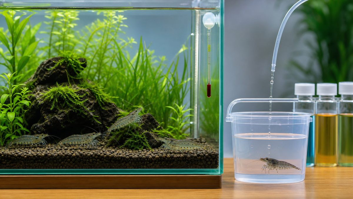 ヤマトヌマエビの水合わせと水温管理を行う飼育環境の画像