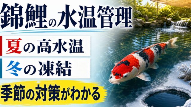錦鯉池の夏の高水温と冬の凍結に備える季節別水温管理